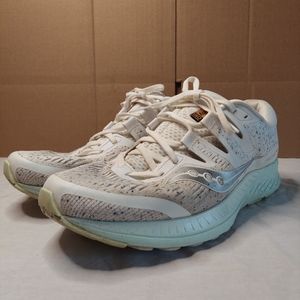 Saucony Womens Ride ISO S10444-40 White Running Shoes Lace Up